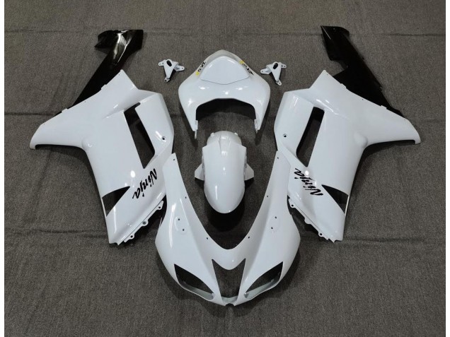 2007-2008 Schlichte Weißes Glanzdesign Kawasaki ZX6R Motorrad Verkleidung 2007-2008 Schlichte Weißes Glanzdesign Kawasaki ZX6R Motorrad Verkleidung