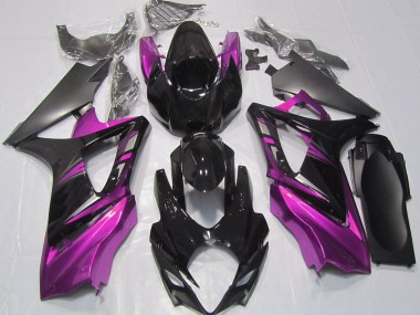 2007-2008 Schwarz Glänzend & Pink Suzuki GSXR 1000 Motorrad Verkleidung