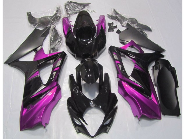 2007-2008 Schwarz Glänzend & Pink Suzuki GSXR 1000 Motorrad Verkleidung 2007-2008 Schwarz Glänzend & Pink Suzuki GSXR 1000 Motorrad Verkleidung