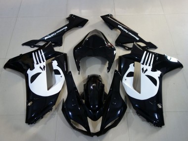 2007-2008 Schwarz Glänzend & Totenkopf Kawasaki ZX6R Motorrad Verkleidung