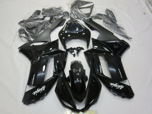 2007-2008 Schwarz Glänzend Weißer Aufkleber Kawasaki ZX6R Motorrad Verkleidung