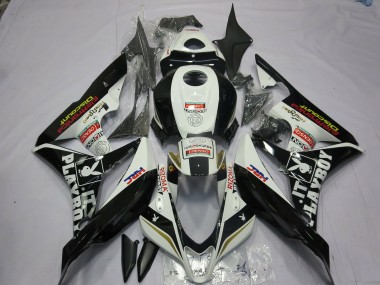 2007-2008 Schwarz & Weiß Playboy Honda CBR600RR Motorrad Verkleidung