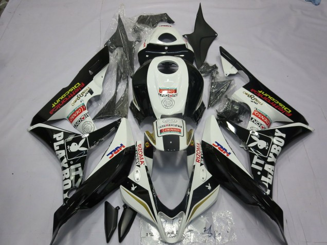 2007-2008 Schwarz & Weiß Playboy Honda CBR600RR Motorrad Verkleidung 2007-2008 Schwarz & Weiß Playboy Honda CBR600RR Motorrad Verkleidung