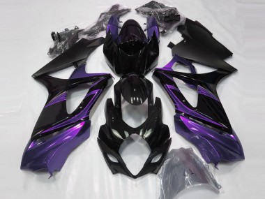 2007-2008 Stimmungsviolett & Schwarz Glänzend Suzuki GSXR 1000 Motorrad Verkleidung