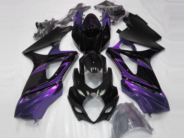 2007-2008 Stimmungsviolett & Schwarz Glänzend Suzuki GSXR 1000 Motorrad Verkleidung