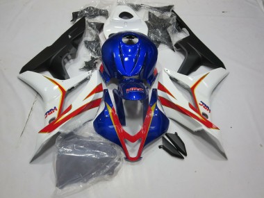 2007-2008 Tiefes Blau Weiß & Rot HRC Honda CBR600RR Motorrad Verkleidung