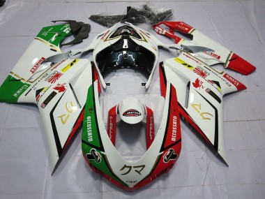 2007-2014 77 Weiß Rot Grün Ducati 848 1098 1198 Motorrad Verkleidung