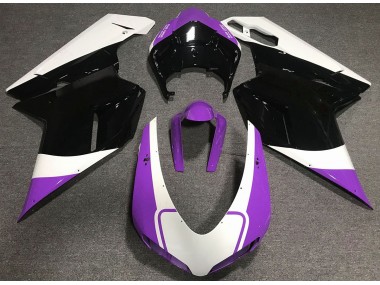 2007-2014 Glanz Lila Weiß & Schwarz Ducati 848 1098 1198 Motorrad Verkleidung