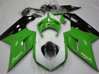 2007-2014 Glänzend Grün & Weiß Ducati 848 1098 1198 Motorrad Verkleidung