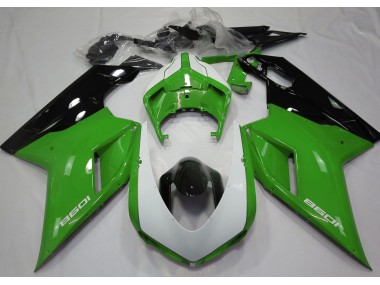 2007-2014 Glänzend Grün & Weiß Ducati 848 1098 1198 Motorrad Verkleidung