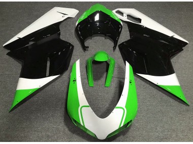 2007-2014 Glänzend Grün Weiß & Schwarz Ducati 848 1098 1198 Motorrad Verkleidung