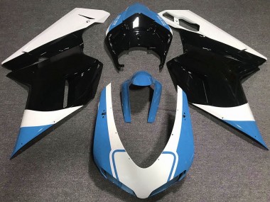 2007-2014 Glänzend Hellblau Weiß & Schwarz Ducati 848 1098 1198 Motorrad Verkleidung