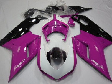 2007-2014 Glanzrosa & Weiß Ducati 848 1098 1198 Motorrad Verkleidung