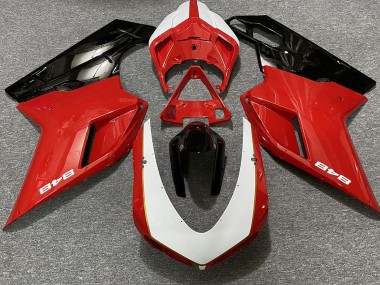 2007-2014 Rot Glänzend & Weiß (848 Aufkleber) Ducati 848 1098 1198 Motorrad Verkleidung