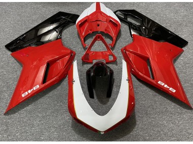 2007-2014 Rot Glänzend & Weiß (848 Aufkleber) Ducati 848 1098 1198 Motorrad Verkleidung