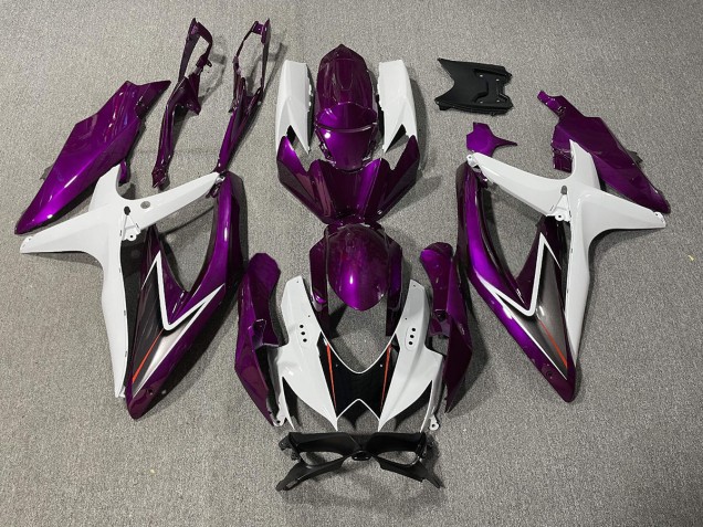 2008-2010 Glanz Lila & Weiß Suzuki GSXR 600-750 Motorrad Verkleidung