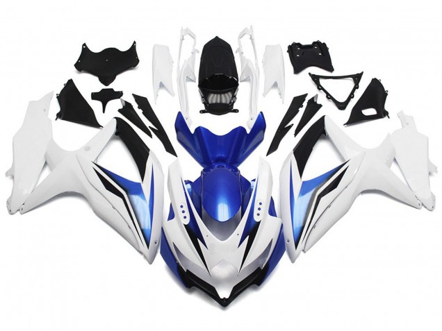 2008-2010 Glänzend Weiß Mit Silber & Blau Suzuki GSXR 600-750 Motorrad Verkleidung