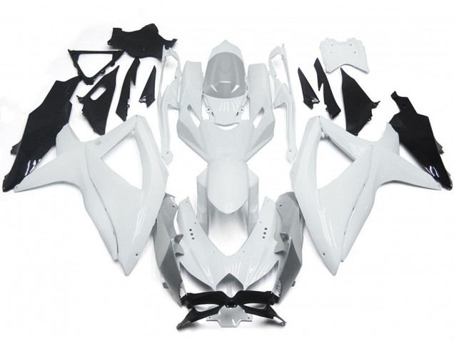2008-2010 Glänzendes Glänzend Weiß Mit Silber Suzuki GSXR 600-750 Motorrad Verkleidung