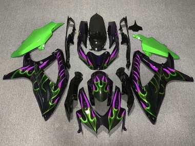 2008-2010 Grün & Magenta Flamme Suzuki GSXR 600-750 Motorrad Verkleidung