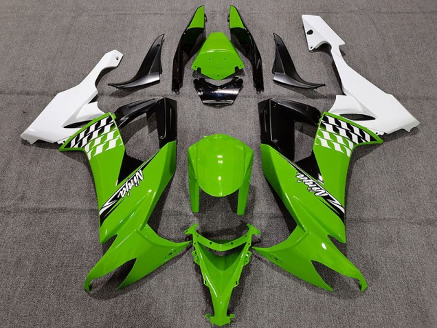 2008-2010 Grün-Weißes Scheck Kawasaki ZX10R Motorrad Verkleidung