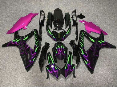 2008-2010 Lila & Grün Flamme Suzuki GSXR 600-750 Motorrad Verkleidung