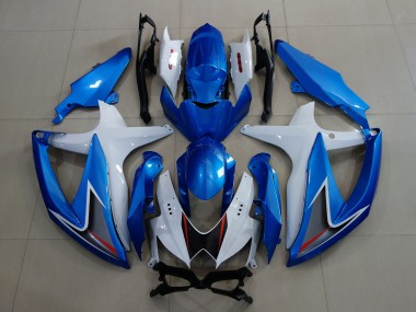 2008-2010 Metallic Blau & Weiß Suzuki GSXR 600-750 Motorrad Verkleidung
