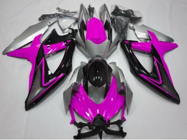 2008-2010 Rosa & Silber Suzuki GSXR 600-750 Motorrad Verkleidung