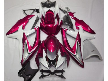 2008-2010 Rot Glänzend & Weiß Suzuki GSXR 600-750 Motorrad Verkleidung