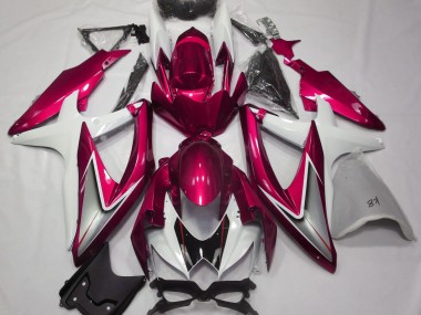 2008-2010 Rot Glänzend & Weiß Suzuki GSXR 600-750 Motorrad Verkleidung