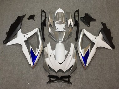 2008-2010 Silber Weiß Blau Suzuki GSXR 600-750 Motorrad Verkleidung