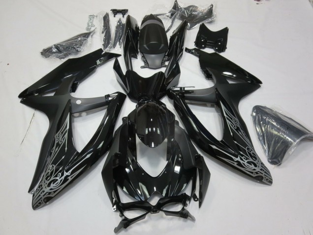 2008-2010 Silber & Schwarz Suzuki GSXR 600-750 Motorrad Verkleidung