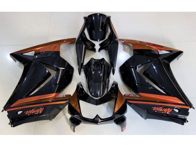 2008-2012 Schwarz Glänzend & Orange Kawasaki Ninja 250 Motorrad Verkleidung