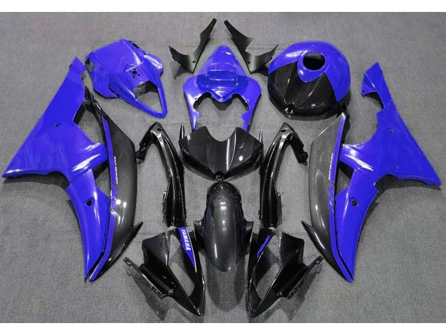 2008-2016 Blau Glänzend & Kohlefaser Yamaha R6 Motorrad Verkleidung