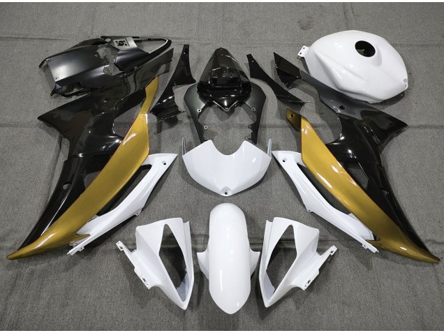 2008-2016 Custom Gold Schwarz & Weiß Yamaha R6 Motorrad Verkleidung 2008-2016 Custom Gold Schwarz & Weiß Yamaha R6 Motorrad Verkleidung