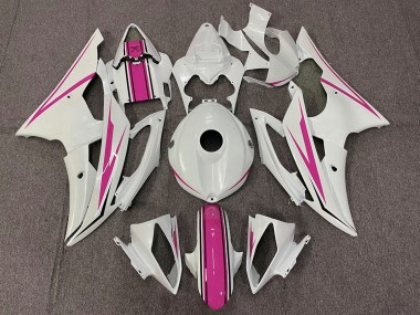 2008-2016 Glänzend Weiß & Pink Yamaha R6 Motorrad Verkleidung