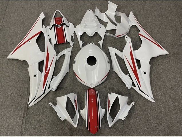 2008-2016 Glänzend Weiß & Rot Yamaha R6 Motorrad Verkleidung