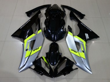 2008-2016 Glänzendes Schwarz & Silber Yamaha R6 Motorrad Verkleidung