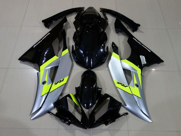 2008-2016 Glänzendes Schwarz & Silber Yamaha R6 Motorrad Verkleidung
