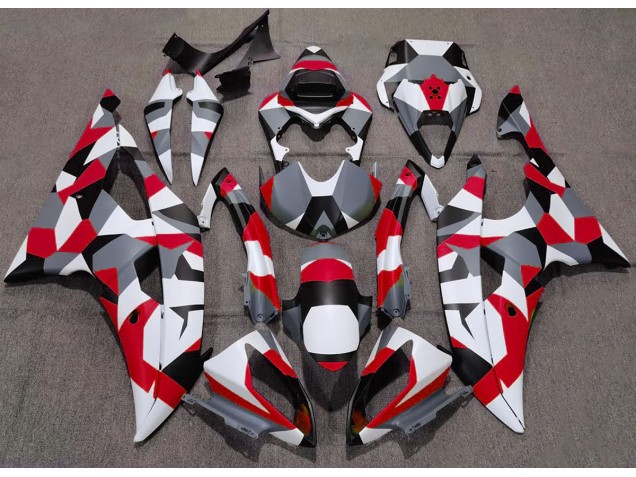 2008-2016 Rot Tarnung Uni Yamaha R6 Motorrad Verkleidung