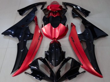 2008-2016 Schwarz Glänzend & Bonbonrot Yamaha R6 Motorrad Verkleidung