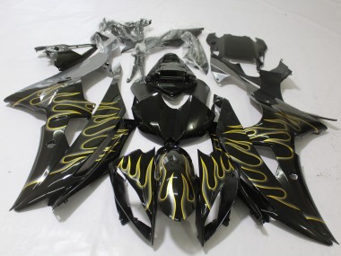 2008-2016 Schwarz Glänzend & Flame Yamaha R6 Motorrad Verkleidung