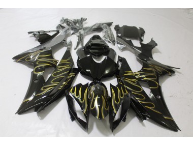 2008-2016 Schwarz Glänzend & Flame Yamaha R6 Motorrad Verkleidung