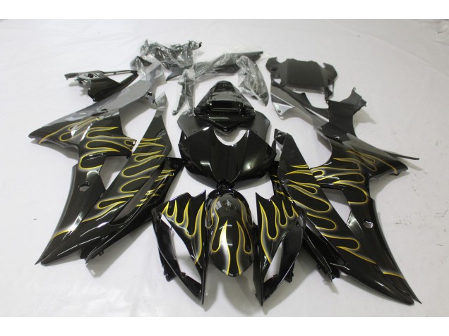 2008-2016 Schwarz Glänzend & Flame Yamaha R6 Motorrad Verkleidung 2008-2016 Schwarz Glänzend & Flame Yamaha R6 Motorrad Verkleidung