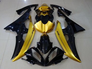 2008-2016 Schwarz Glänzend & Gold Yamaha R6 Motorrad Verkleidung