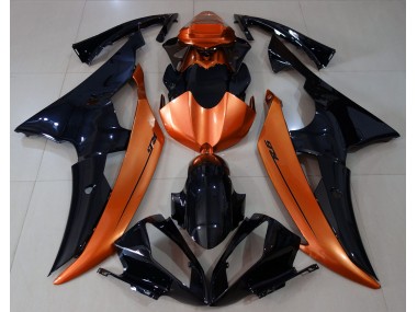 2008-2016 Schwarz Glänzend & Hellorange Yamaha R6 Motorrad Verkleidung