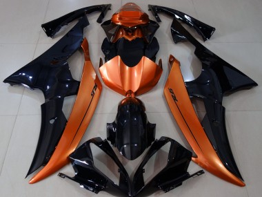 2008-2016 Schwarz Glänzend & Hellorange Yamaha R6 Motorrad Verkleidung