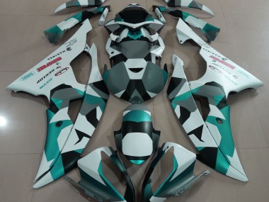 2008-2016 Seeschaumgrün Schnee Tarnung Yamaha R6 Motorrad Verkleidung