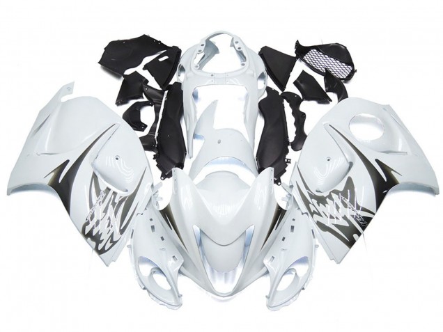 2008-2020 Glänzend Weiß Mit Logos Im Silbernen Stil Suzuki GSXR 1300 Motorrad Verkleidung 2008-2020 Glänzend Weiß Mit Logos Im Silbernen Stil Suzuki GSXR 1300 Motorrad Verkleidung