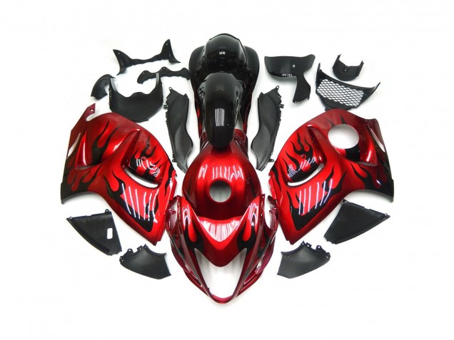 2008-2020 Leuchtend Rot Mit Schwarz Flamme Suzuki GSXR 1300 Motorrad Verkleidung 2008-2020 Leuchtend Rot Mit Schwarz Flamme Suzuki GSXR 1300 Motorrad Verkleidung