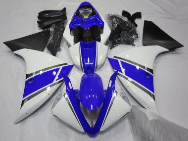 2009-2011 Glänzend Weiß & Blau Yamaha R1 Motorrad Verkleidung
